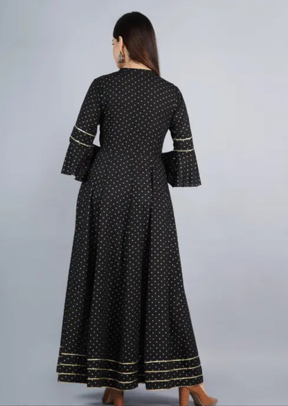 Black pol dot pattern anarkali