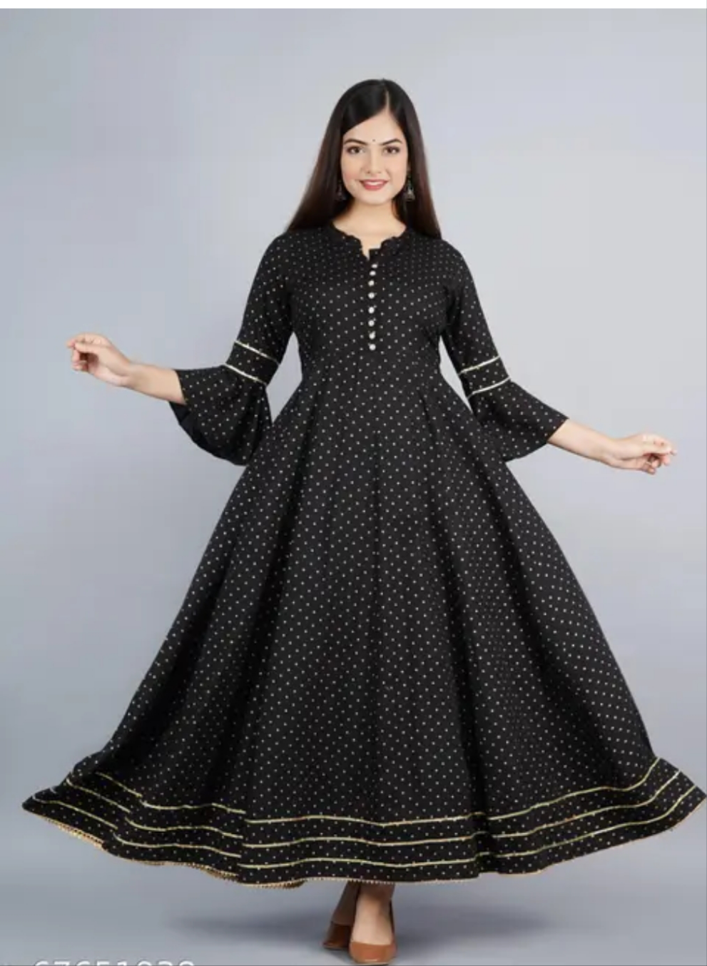 Black pol dot pattern anarkali