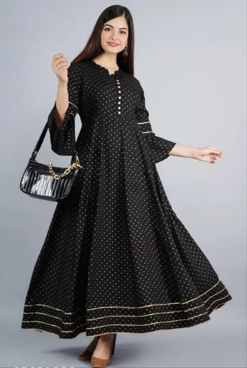 Black pol dot pattern anarkali