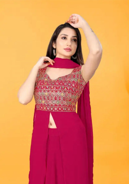 Elegant Pink Embroidered Co-Ord Set with Dupatta